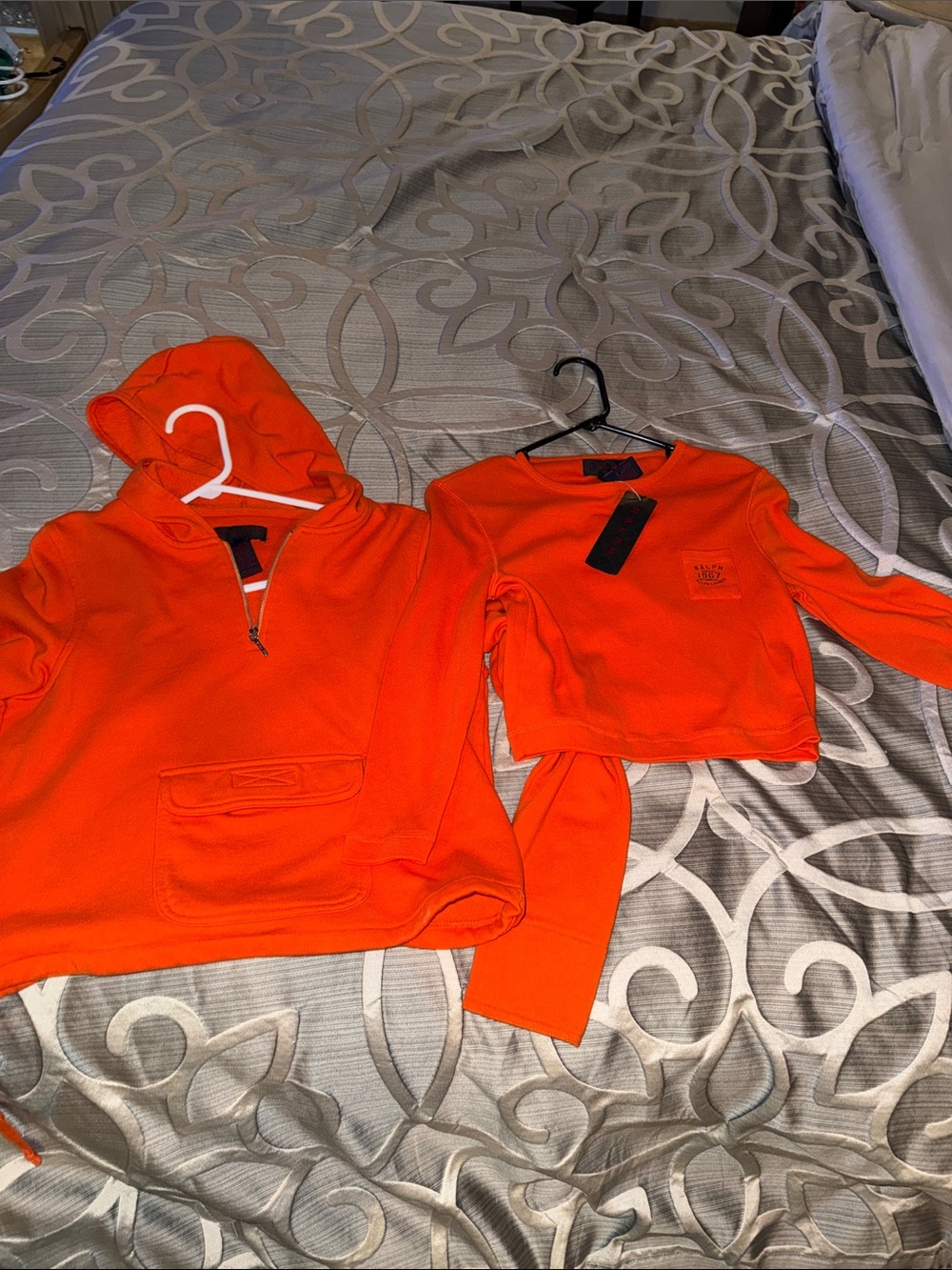 Ralph Lauren Womend Bright Orange Hoodie and Long Sleeve Top Set